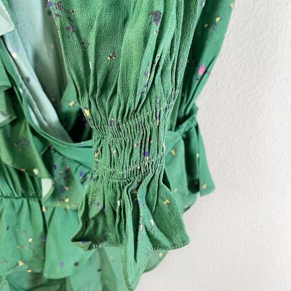 NWT Preen By Thornton Bregazzi Women's Paloma Wrap Top Long Sleeve Green XS Boho - Picture 9 of 15